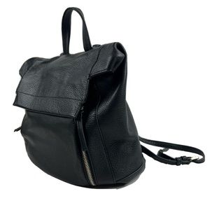 VINCE CAMUTO Black Pebbled Leather Magnetic Closure Backpack Purse